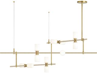 Visual Comfort Modern Rail 12-Light Aged Brass Chandelier