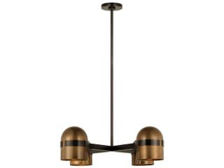 Visual Comfort Modern Octavia 4-Light Blackened Bronze bright Worn Brass Dome Chandelier