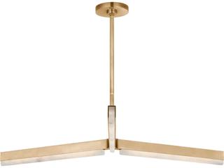 Visual Comfort Modern Linea 3-Light Hand Rubbed Antique Brass Geometric Chandelier