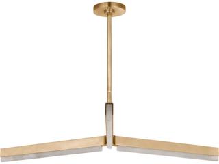 Visual Comfort Modern Linea 3-Light Hand Rubbed Antique Brass Geometric Chandelier