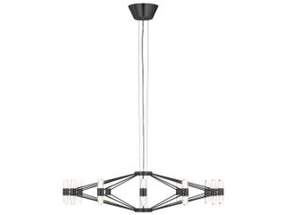 Visual Comfort Modern Lassell 24-Light Dark Bronze Geometric Chandelier