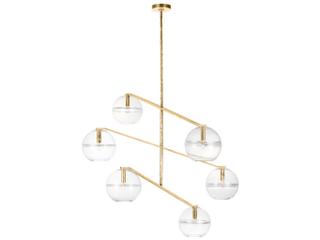 Visual Comfort Modern Lowing 6-Light Polished Antique Brass Globe Tiered Chandelier