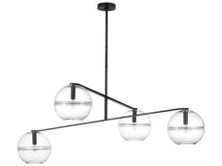 Visual Comfort Modern Lowing 4-Light White Black Globe Chandelier