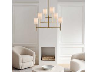 Visual Comfort Studio Key 6-Light Burnished Brass Candelabra Cylinder Chandelier