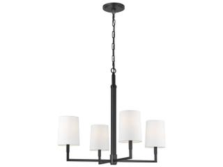 Visual Comfort Studio Danica 4-Light Aged Iron Black Candelabra Cylinder Chandelier