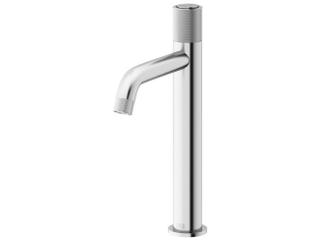 Apollo Single Hole Vessel Bathroom Faucet in Brushed Nickel with Knurled Knob Handle
