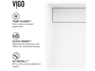 Vigo Montauk Matte Stone Rectangular Vessel Bathroom Sink