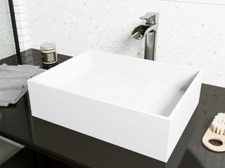 Vigo Bryant Modern White Matte Stone Rectangular Vessel Bathroom Sink