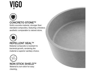 Vigo Sagrada Gothic Gray Concreto Stone Oval Vessel Bathroom Sink