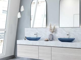 Vigo Matte Shell Sottile Royal Blue Glass Rectangular Vessel Bathroom Sink
