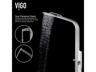 Vigo Mateo Stainless Steel 6-Jet Shower Panel System with Fixed Rainhead and Hand Shower Wand