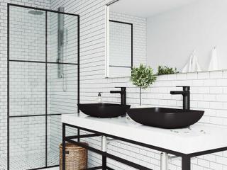 Vigo Sottile Matte Shell 18" Rectangular Vessel Bathroom Sink with Matte Black 1-Handle Amada Faucet and Pop-Up Drain