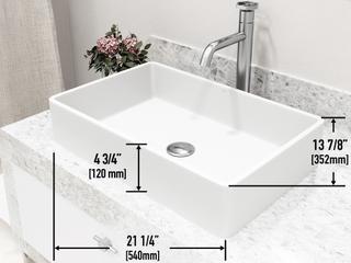 Vigo Magnolia White Stone Vessel Bathroom Sink - Pop-Up Drain in Brushed Nickel
