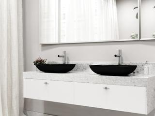 Vigo Sottile Black Glass Vessel Bathroom Sink - Pop-Up Drain in Chrome
