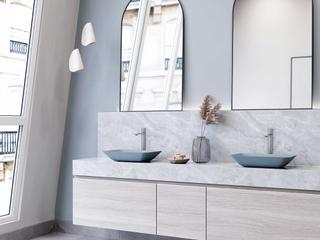 Vigo Sottile Glass Rectangular Vessel Bathroom Sink with Gotham Faucet and Pop-up Drain