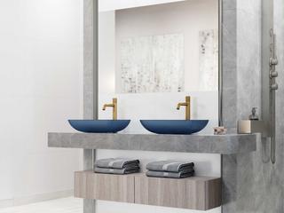 Vigo Sottile Royal Blue Rectangular Bathroom Vessel Sink with Apollo Faucet and Pop-Up Drain