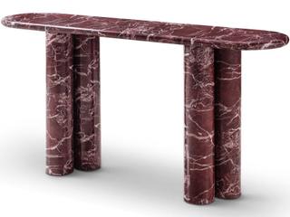 Whiteline Modern Living Bianco Oval Marble White Red Console Table