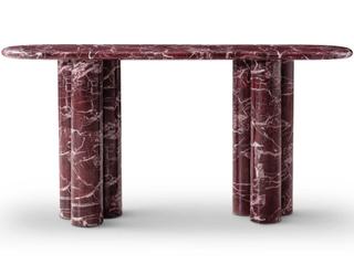 Whiteline Modern Living Bianco Oval Marble White Red Console Table