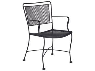 Constantine Wrought Iron Outdoor Dining Arm Chair with Cushion