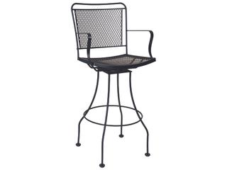 Constantine Wrought Iron Swivel Patio Bar Stool with Cushion