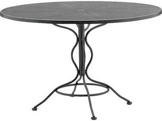 Wrought Iron Mesh Round Outdoor Dining Table with Umbrella Hole