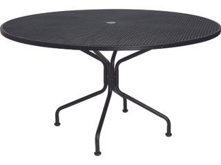 Wrought Iron Mesh Round 8-Spoke Outdoor Dining Table with Umbrella Hole