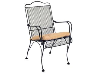 Woodard Tucson Wrought Iron High Back Outdoor Patio Dining Arm Chair