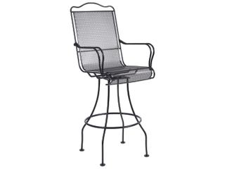 Tucson Mesh Wrought Iron Swivel Outdoor Patio Bar Stool with Cushion