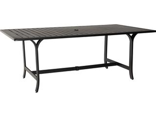 Seal Cove Aluminum Rectangular Outdoor Patio Dining Table with Umbrella Hole