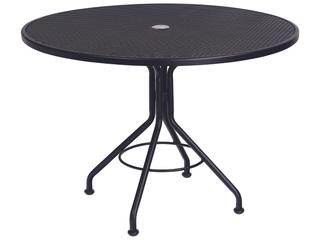 Wrought Iron Mesh Round Patio Dining Table with Umbrella Hole