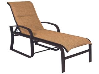 Woodard Cayman Isle Padded Sling Aluminum Adjustable Outdoor Patio Chaise Lounge