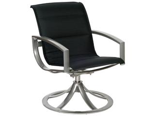 Metropolis Padded Sling Aluminum Swivel Patio Dining Arm Chair