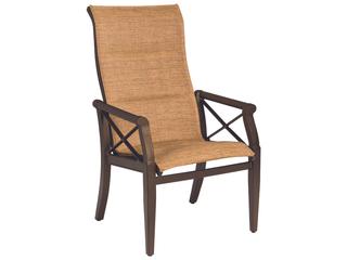 Andover Padded Sling Aluminum High Back Outdoor Dining Arm Chair