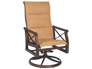 Andover Padded Sling Aluminum High Back Swivel Rocker Outdoor Patio Dining Arm Chair