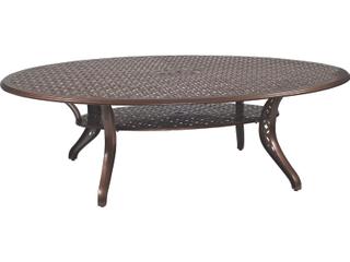 Casa Cast Aluminum Oval Outdoor Dining Table with Umbrella Hole