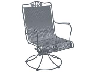 Briarwood Wrought Iron High Back Swivel Rocker Outdoor Patio Dining Arm Chair with Cushion