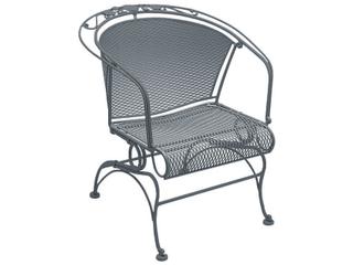 Coil Spring Barrel Chair w/ Seat & Back Cushion — Briarwood Wrought Iron Coil Spring Barrel Outdoor Patio Dining Arm Chair with Cushion