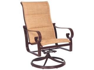 Belden Padded Sling Aluminum High Back Swivel Rocker Patio Dining Arm Chair