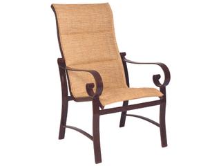 Belden Padded Sling Aluminum High Back Outdoor Dining Arm Chair
