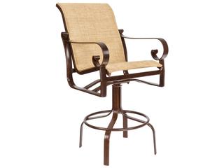Woodard Belden Padded Sling Aluminum Swivel Outdoor Patio Bar Stool