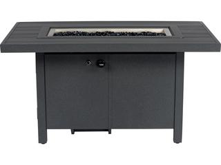 Woodard Aluminum Rectangular Tri-Slat Top Chat Height Outdoor Fire Pit Table