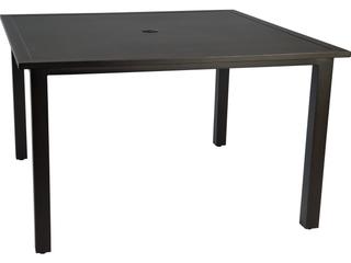 Elemental Aluminum Square Patio Dining Table with Umbrella Hole