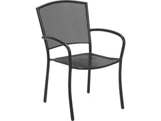 Woodard Albion Wrought Iron Stackable Outdoor Dining Arm Chair -Textured Black