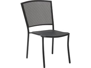 Woodard Albion Wrought Iron Stackable Outdoor Dining Side Chair -Textured Black