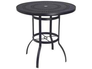 Aluminum Deluxe Round Outdoor Patio Bar Height Table Trellis Top with Umbrella Hole