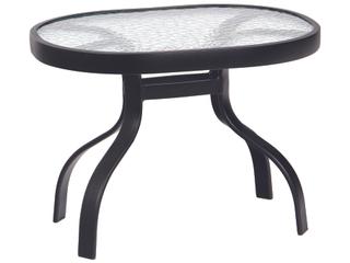 Woodard Aluminum Deluxe Rectangular Obscure Glass Top Outdoor Patio End Table