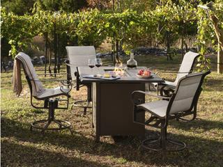 Woodard Belden Padded Sling Aluminum Firepit Counter Set