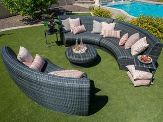 Woodard Geni Wicker Charcoal Gray Curved Outdoor Patio Lounge Set