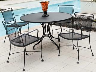 Woodard Constantine Wrought Iron Outdoor Patio Dining Set