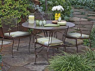 Woodard Constantine Wrought Iron Cushion Patio Dining Set